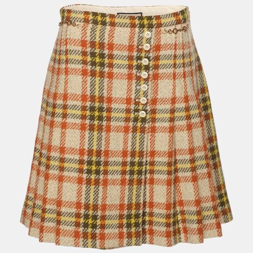 Checkered Wool Blend Horsebit Mini Skirt M - Gucci - Modalova