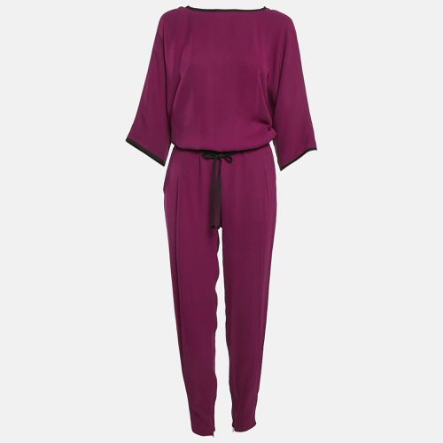 Magenta Silk Belted Draped Detail Jumpsuit S - Gucci - Modalova