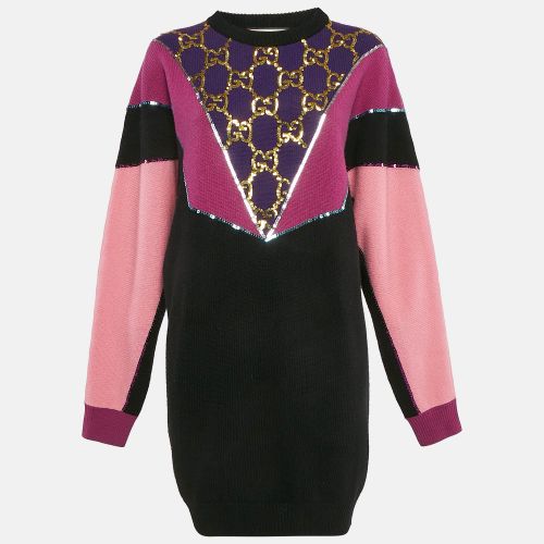 Purple GG Sequin Embroidered Rib Knit Sweater Dress S - Gucci - Modalova