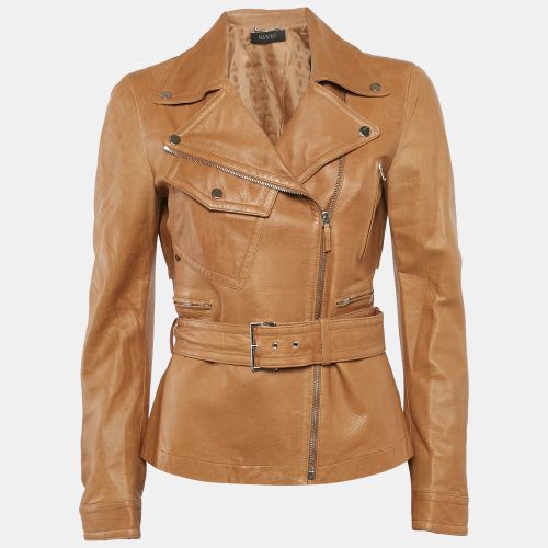 Leather Zip-Up Biker Jacket M - Gucci - Modalova