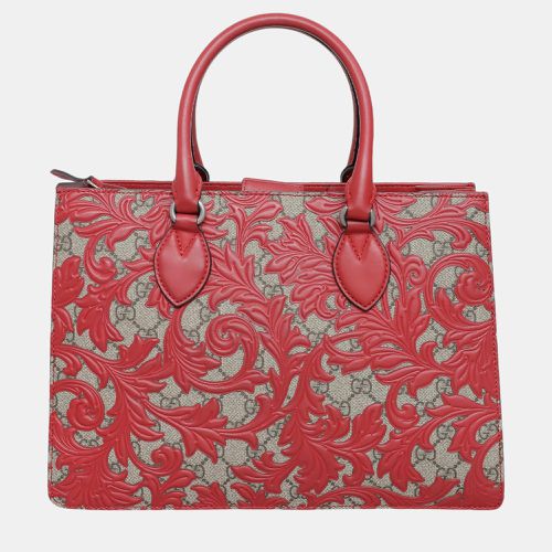 Red Leather Arabesque GG Supreme Tote Bag - Gucci - Modalova