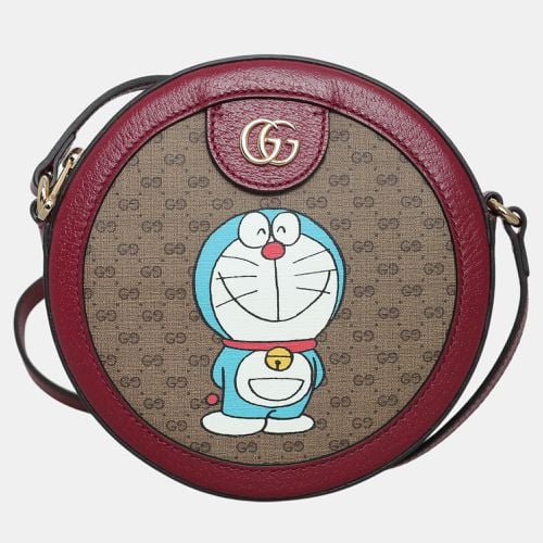 Maroon, Dark Leather, Coated Canvas Doraemon Fujiko-Pro Mini GG Round Crossbody Bag - Gucci - Modalova