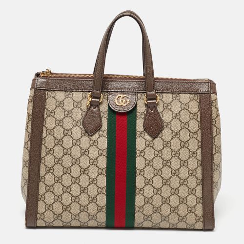 Brown GG Supreme Canvas and Leather Medium Ophidia Tote - Gucci - Modalova