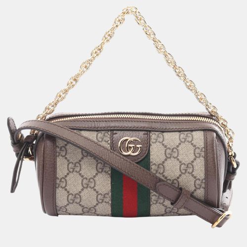 Brown Multicolor Coated Canvas Leather Ophidia GG Supreme Shoulder Bag - Gucci - Modalova