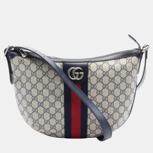 Navy Red Coated Canvas Leather Ophidia GG Small Supreme Shoulder Bag - Gucci - Modalova