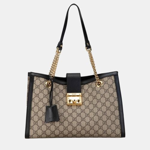 Black PVC Leather GG Supreme Padlock Chain Shoulder Bag - Gucci - Modalova