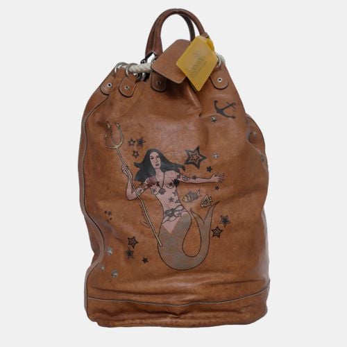 Mermaid Printed Drawstring Leather Backpack - Gucci - Modalova