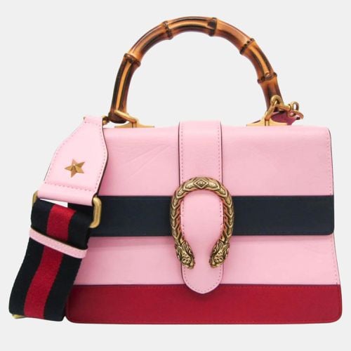 Navy Red Bamboo Dionysus Leather Handbag - Gucci - Modalova