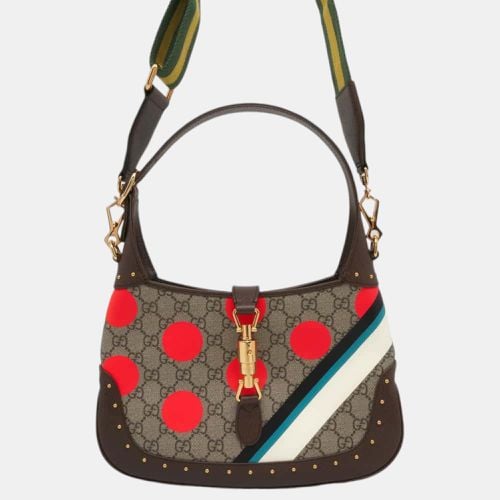 Jackie 1961 Geometric Print Small Shoulder Bag Beige/Brown/ PVC Leather Size Small - Gucci - Modalova