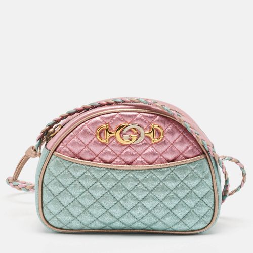 Metallic /Turquoise Quilted Leather Mini Zumi Crossbody Bag - Gucci - Modalova