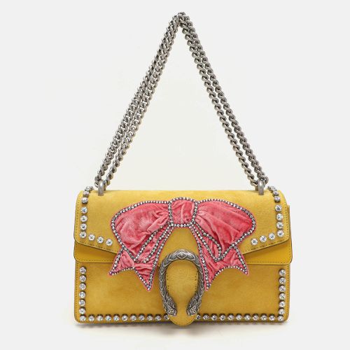 Suede Crystal Bow Embroidered Dionysus Shoulder Bag - Gucci - Modalova