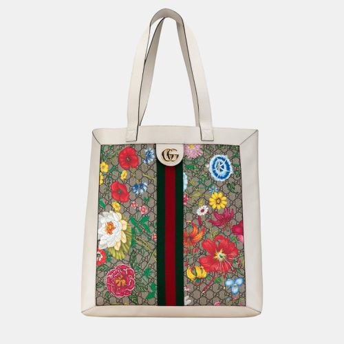 White GG Supreme Flora Ophidia Tote - Gucci - Modalova