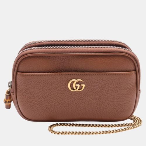 Leather Bamboo Super Double G Shoulder Bag - Gucci - Modalova