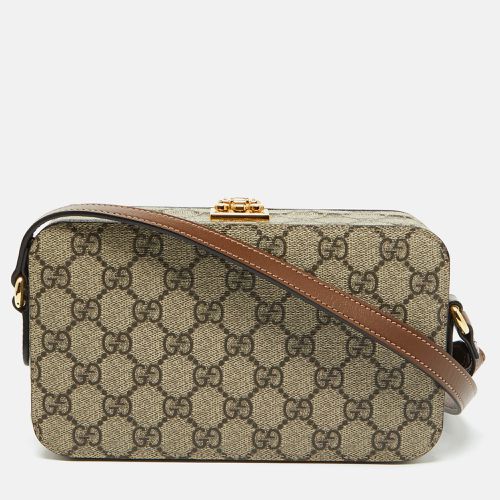 Brown GG Supreme Canvas and Leather Box Shoulder Bag - Gucci - Modalova