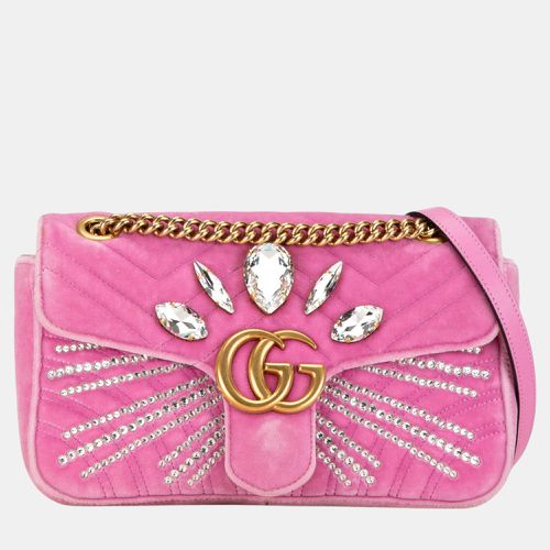 Small GG Marmont Matelasse Crystal-Embellished Velvet Crossbody - Gucci - Modalova