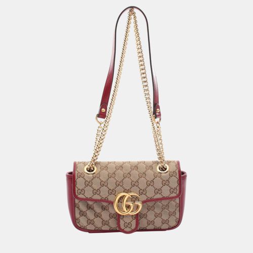 Leather Red Gg Marmont Canvas Shoulder Bag - Gucci - Modalova