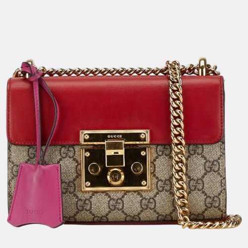 Red Pvc Leather Gg Supreme Padlock Chain Shoulder Bag - Gucci - Modalova