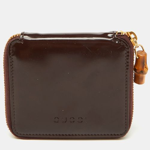 Dark Leather Compact Bamboo Zip Around Wallet - Gucci - Modalova