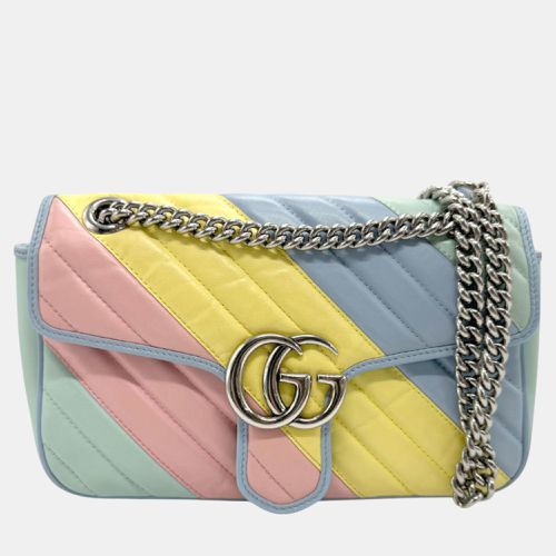 Leather Silver Gg Marmont Shoulder Bag - Gucci - Modalova