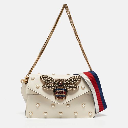 Off Leather Mini Pearl Queen Margaret Broadway Shoulder Bag - Gucci - Modalova