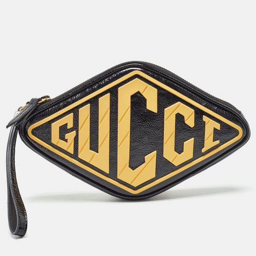 Yellow Patent Leather and Rubber Game Patch Wristlet Clutch - Gucci - Modalova