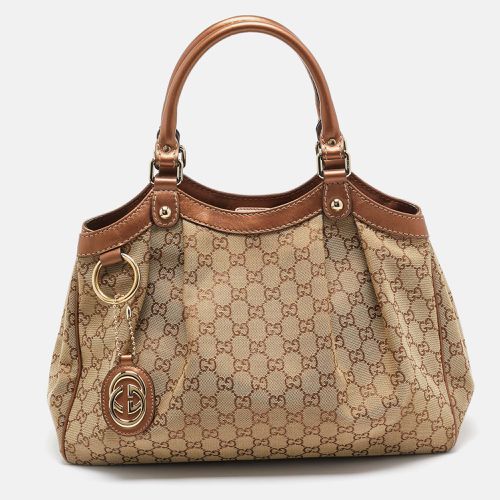 Bronze/Beige GG Canvas and Leather Medium Sukey Tote - Gucci - Modalova