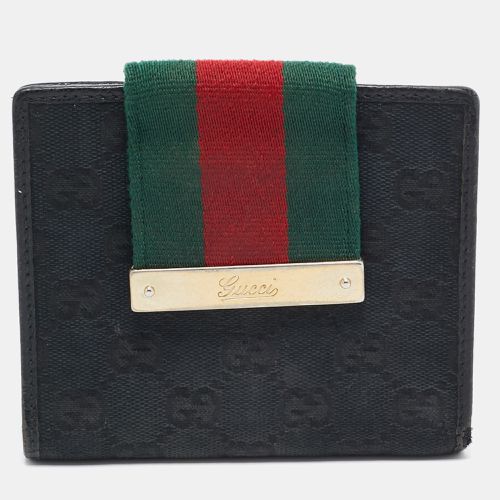 GG Canvas and Leather Web Flap French Wallet - Gucci - Modalova