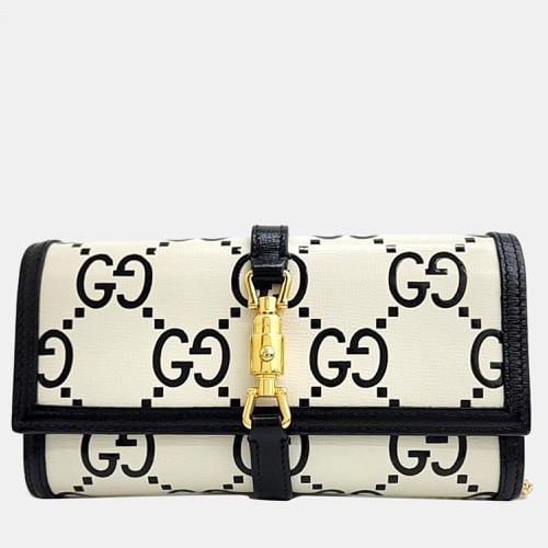 White/ Leather GG Monogram Bi-Color Debossed Jackie 1961 Chain Wallet - Gucci - Modalova