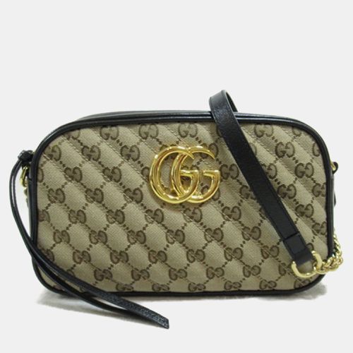 Black Diagonal Quilted GG Canvas Small GG Marmont Shoulder Bag - Gucci - Modalova