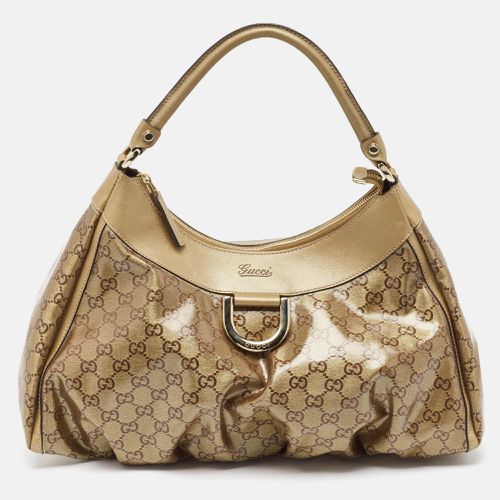 Gold GG Crystal Canvas Large D Ring Hobo - Gucci - Modalova