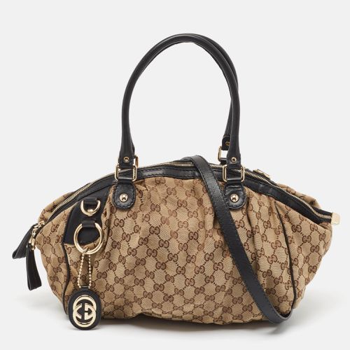 Beige GG Canvas and Leather Medium Sukey Bag - Gucci - Modalova