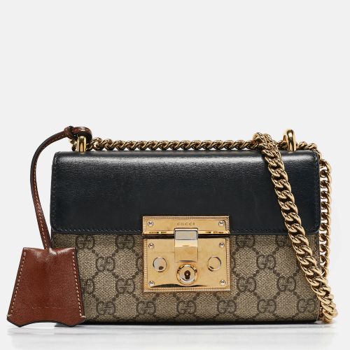 Beige GG Supreme Canvas and Leather Padlock Small Shoulder Bag - Gucci - Modalova