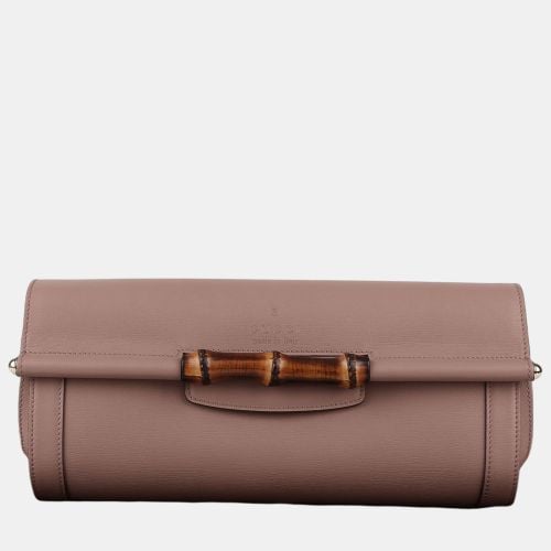 Leather Bamboo Flap Clutch Bag - Gucci - Modalova