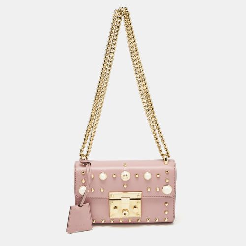 Old Rose Leather Small Pearl Studded Padlock Shoulder Bag - Gucci - Modalova