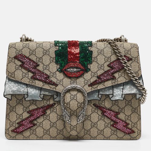 GG Supreme Canvas and Suede Medium Crystal/Sequins Embellished Dionysus Shoulder Bag - Gucci - Modalova