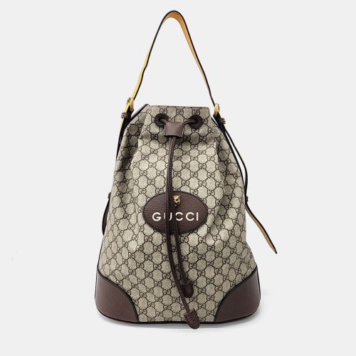 Brown Coated Canvas PVC Backpack - Gucci - Modalova