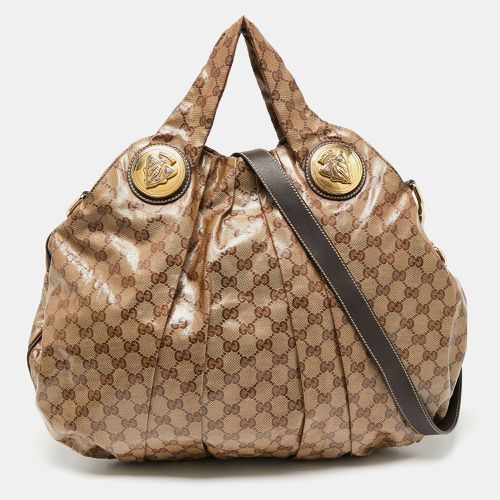 Beige GG Crystal Canvas and Leather Large Hysteria Hobo - Gucci - Modalova