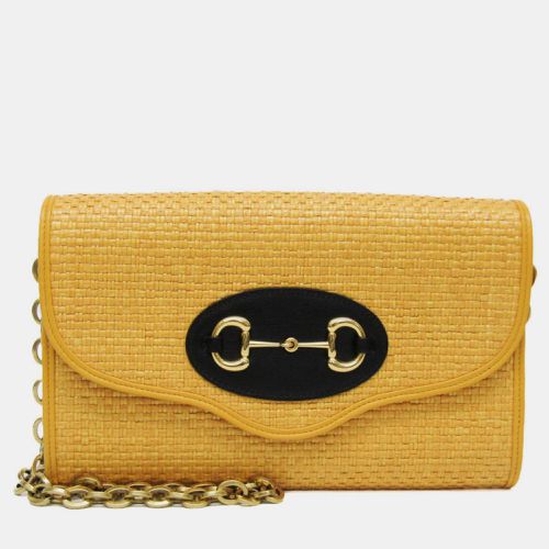 Raffia Small Horsebit 1955 Curved Flap Shoulder Bag - Gucci - Modalova