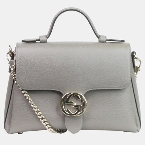 Leather Medium Dollar Interlocking G Top Handle Bag - Gucci - Modalova