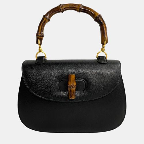 Black Leather Bamboo Top Handle Bag - Gucci - Modalova