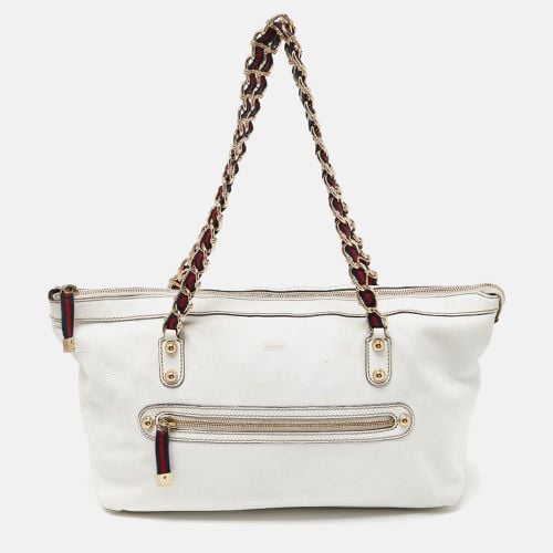 Leather Front Zip Chain Tote - Gucci - Modalova