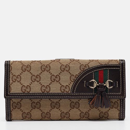 Brown GG Canvas and Leather Horsebit Tassel Continental Wallet - Gucci - Modalova