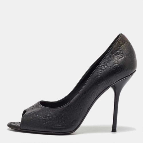 Ssima Leather Open Toe Pumps Size 38 - Gucci - Modalova