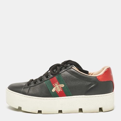 Leather Bee Embroidered Ace Platform Sneakers Size 38 - Gucci - Modalova