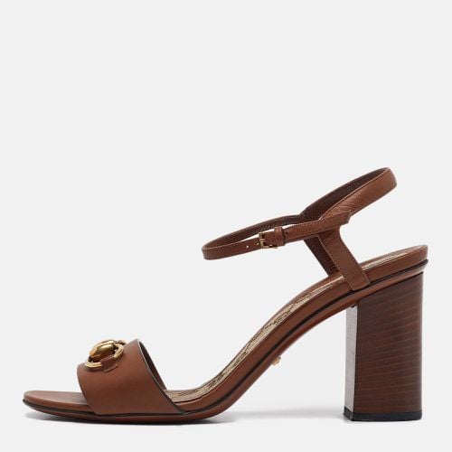 Leather Horsebit Ankle Strap Sandals Size 37.5 - Gucci - Modalova