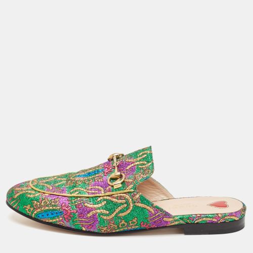 Brocade Fabric Horsebit Princetown Flat Mules Size 37.5 - Gucci - Modalova