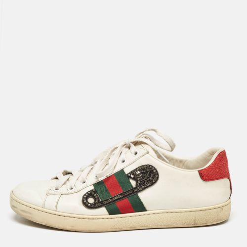 Leather Snakeskin Embossed Leather Ace Low Top Sneakers Size 39 - Gucci - Modalova