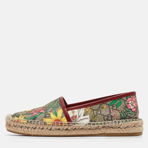 Brown GG Supreme Canvas Pilar Print Espadrille Flats Size 36.5 - Gucci - Modalova