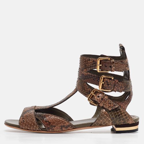 Beige Python Ankle Strap Sandals Size 38.5 - Gucci - Modalova