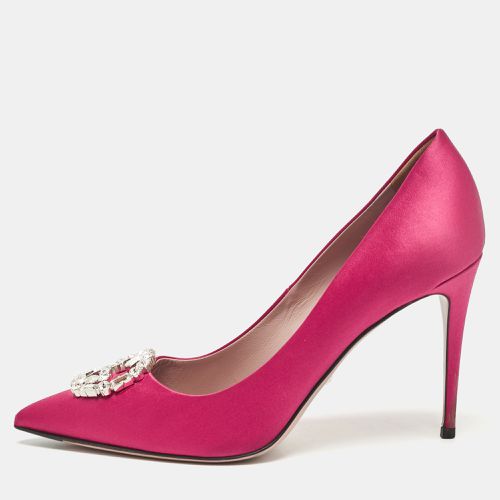 Satin Crystal Embellished Interlocking G Pumps Size 38 - Gucci - Modalova